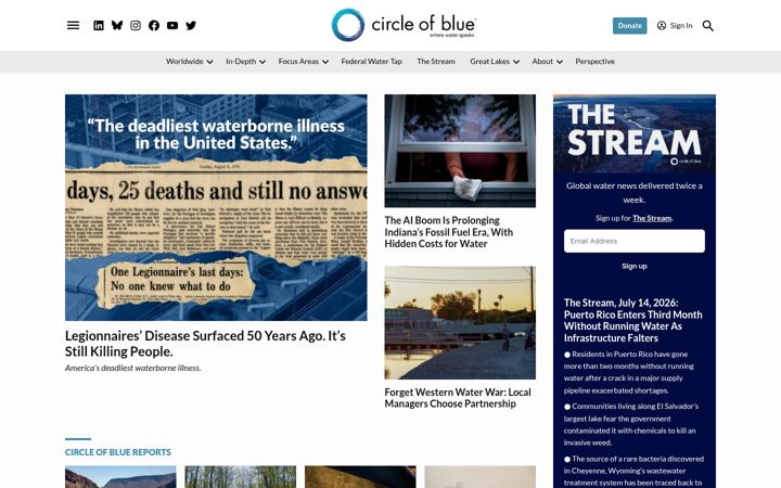 Screenshot of circleofblue.org