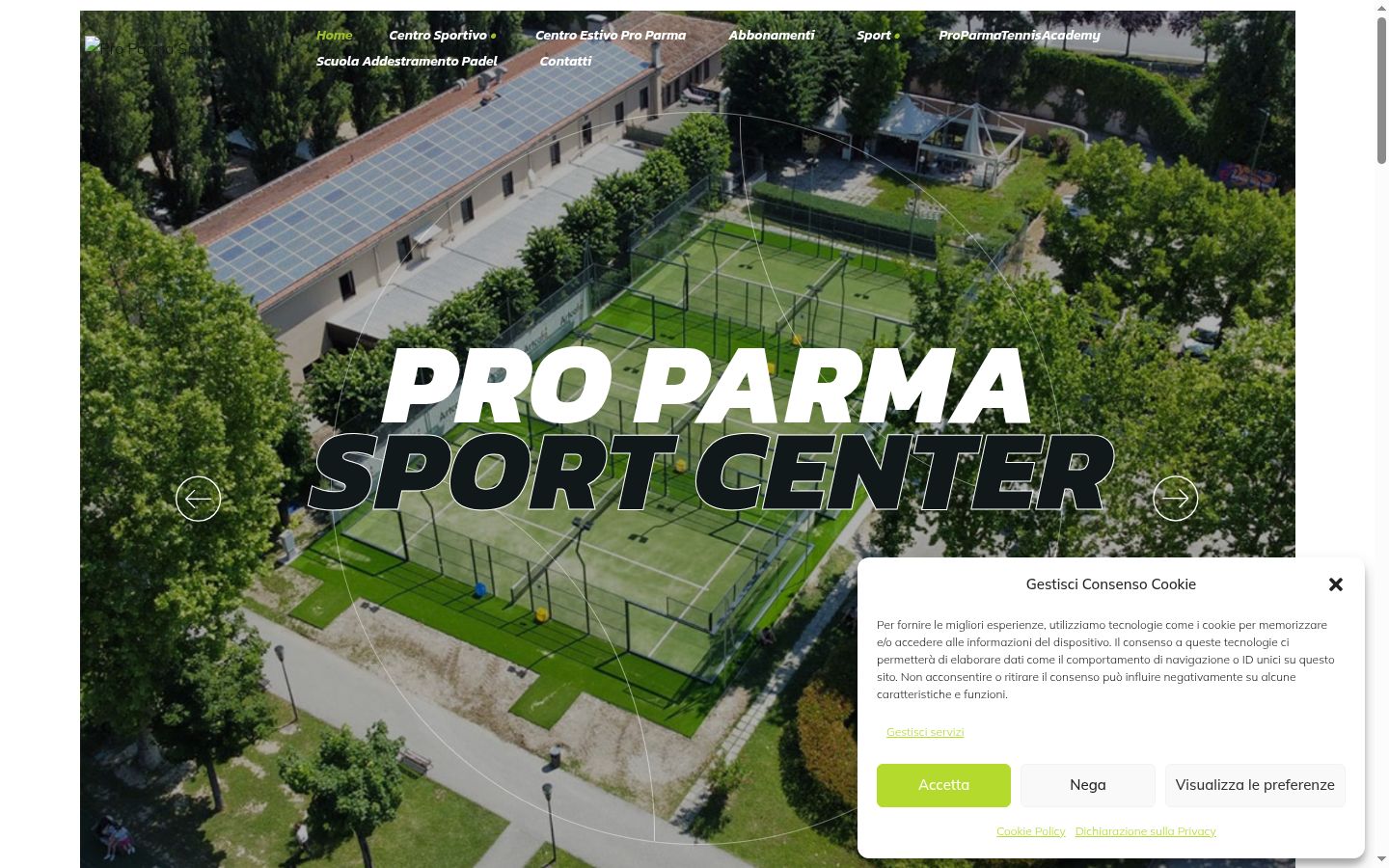 Screenshot del banner di consenso mostrato prima di qualsiasi interazione
