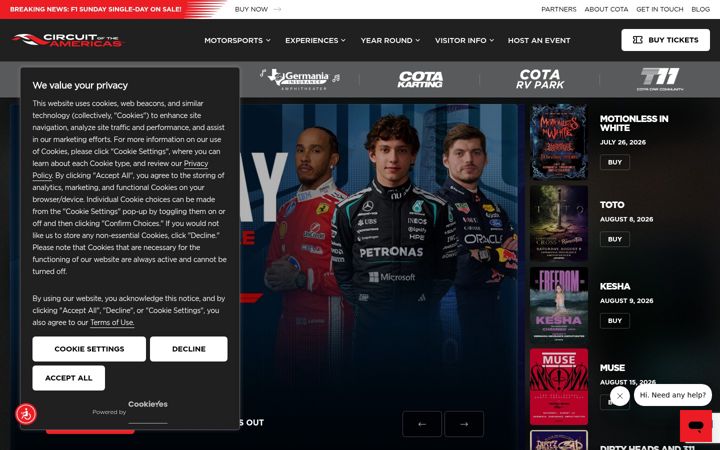 Screenshot of circuitoftheamericas.com