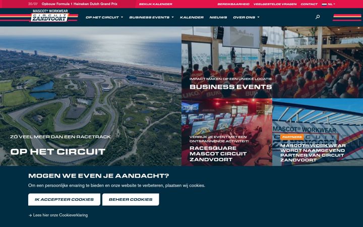 Екранна снимка на circuitzandvoort.nl