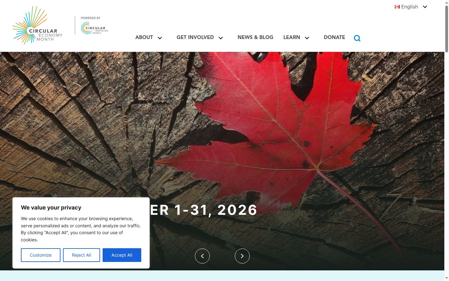 Captura de ecrã do banner de consentimento apresentado antes de qualquer interação