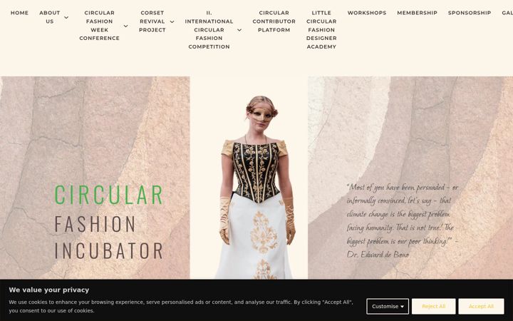 Captură de ecran a circularfashionincubator.co.uk