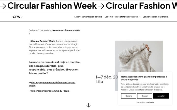 Captură de ecran a circularfashionweek.fr
