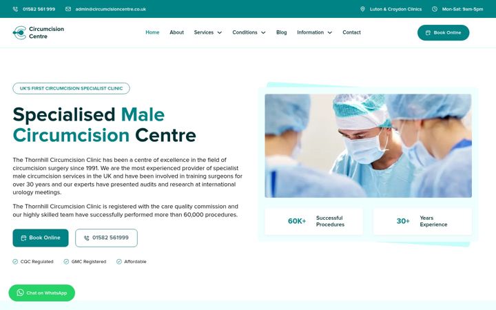 Captură de ecran a circumcisioncentre.co.uk