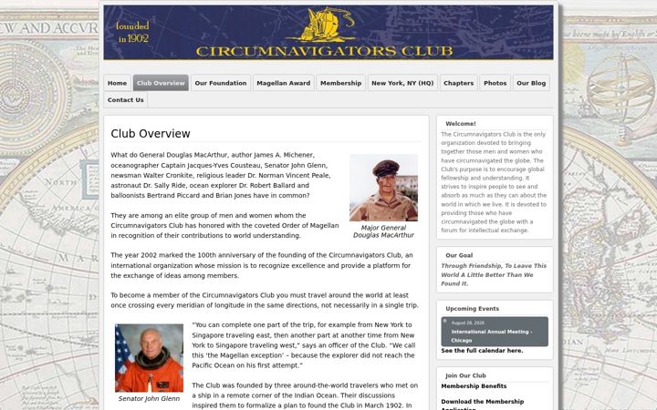 Screenshot του circumnavigators.org
