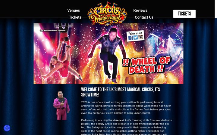 Captură de ecran a circus-wonderland.co.uk