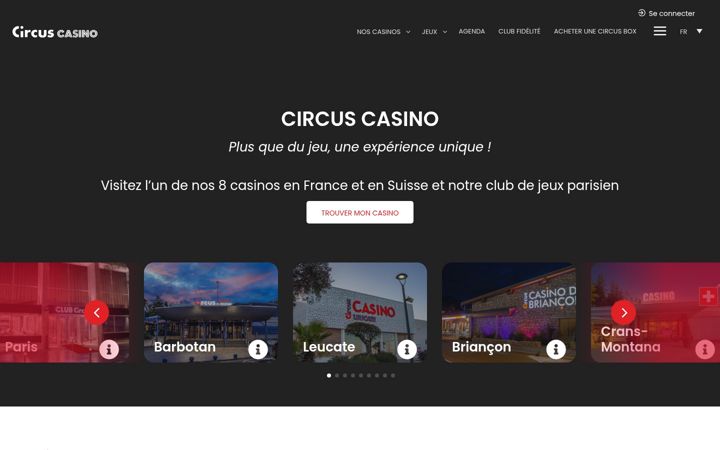 Captură de ecran a circuscasino.fr