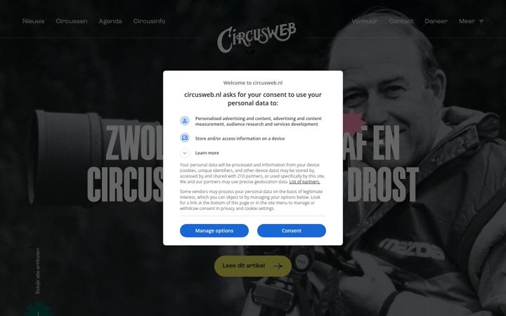 Екранна снимка на circusweb.nl