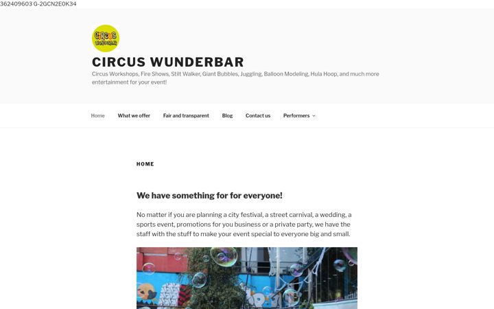 Captură de ecran a circuswunderbar.co.uk