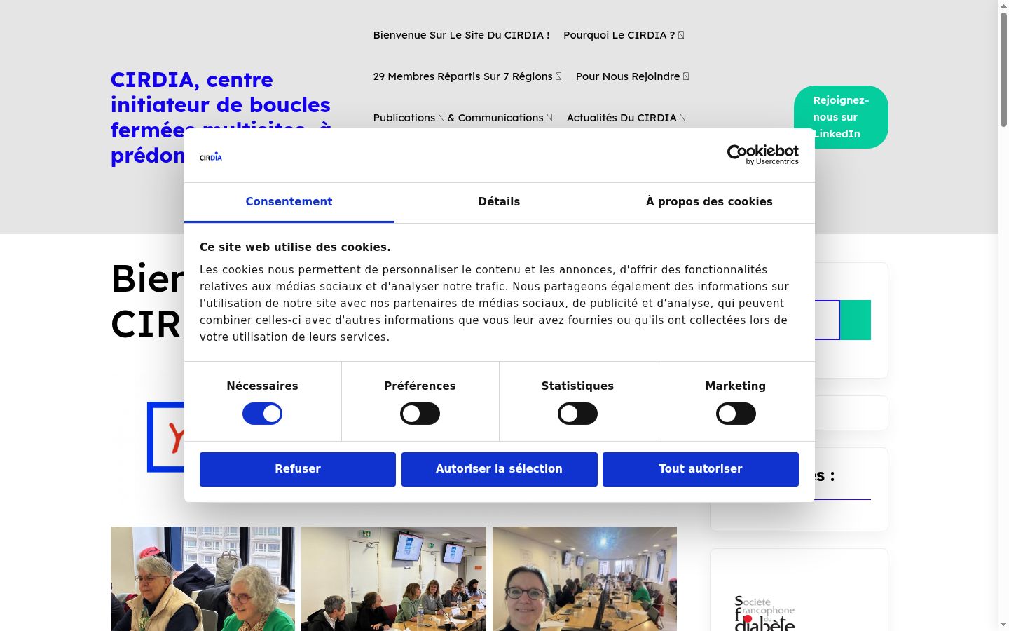 Captura de ecrã do banner de consentimento apresentado antes de qualquer interação