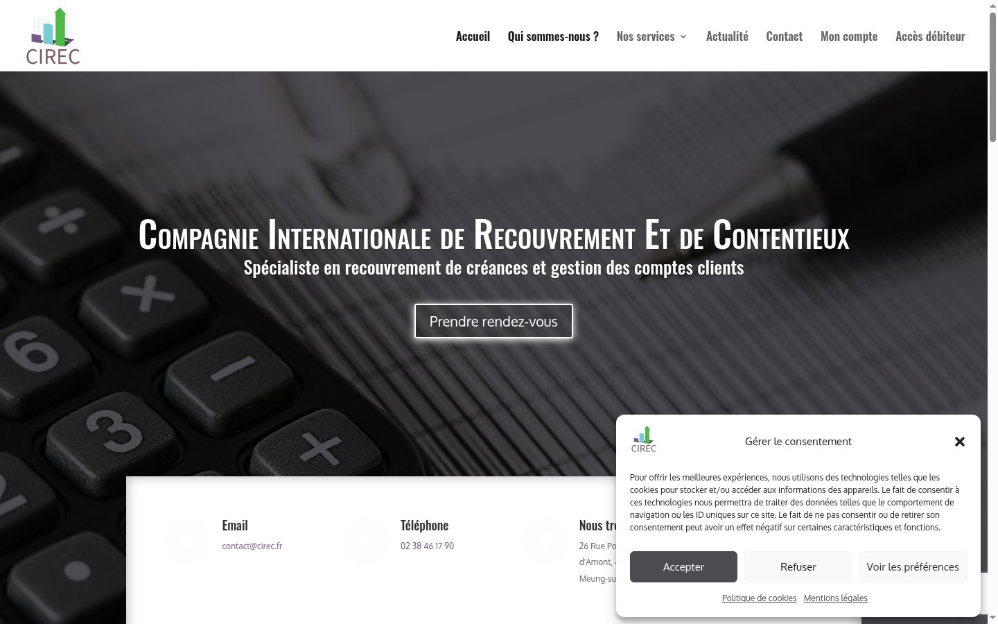 Captura de ecrã do banner de consentimento apresentado antes de qualquer interação