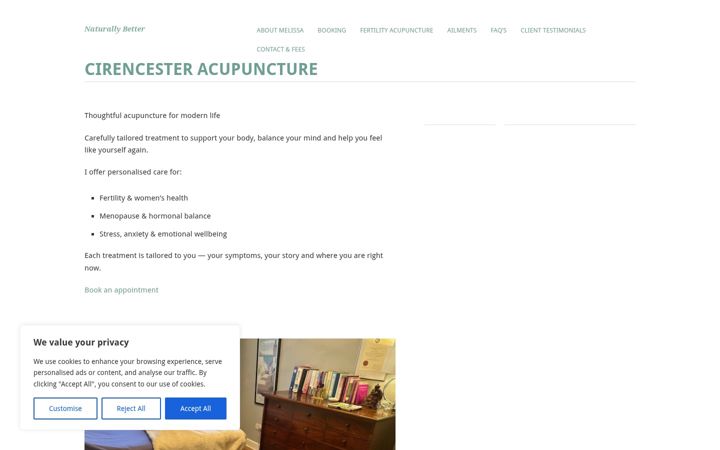 Captură de ecran a cirencesteracupuncture.co.uk