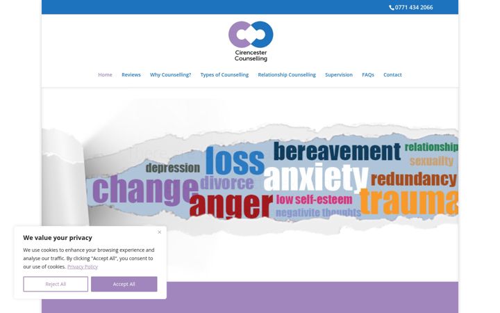 Screenshot of cirencestercounselling.co.uk