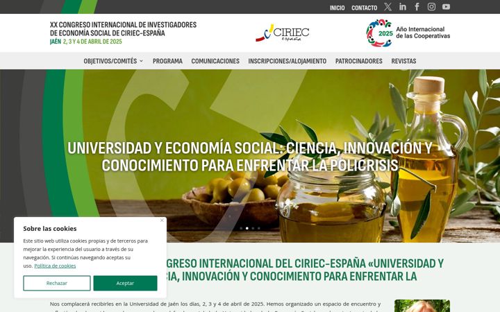 Captura de pantalla de ciriec-congresos.es