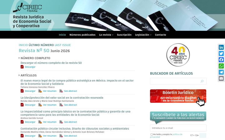 Captura de pantalla de ciriec-revistajuridica.es