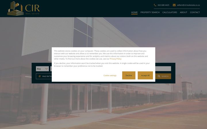 Screenshot van cirrealestate.co.za