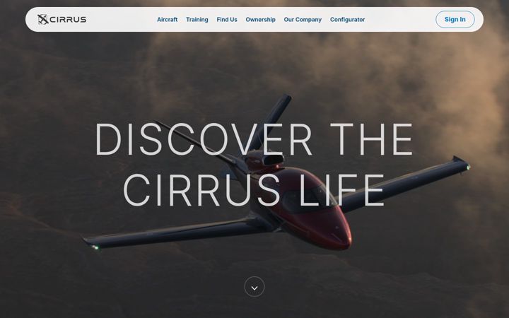 Screenshot of cirrusaircraft.com