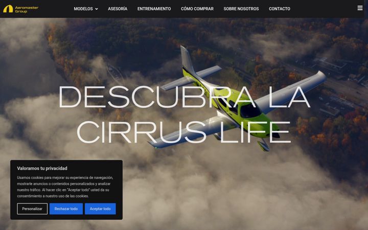 Captura de pantalla de cirrusaircraft.es