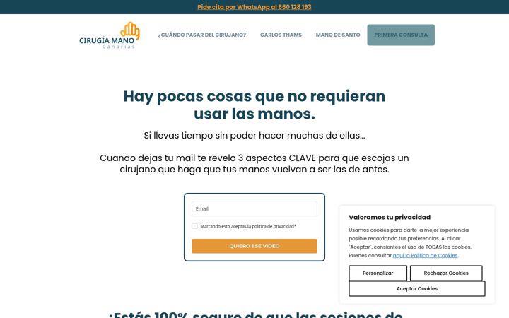 Screenshot di cirugiamanocanarias.es