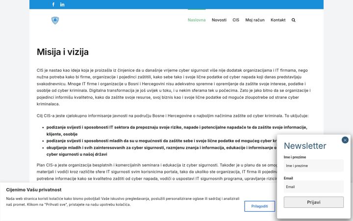 Screenshot of cis.ba