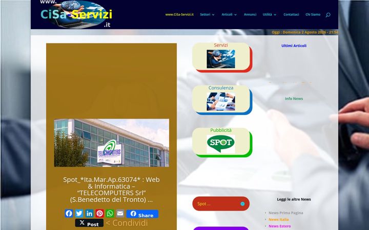 Screenshot of cisa-servizi.it