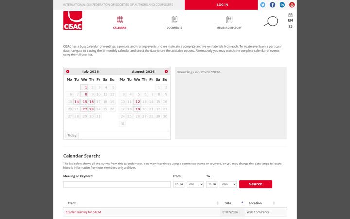 Screenshot of cisac.org