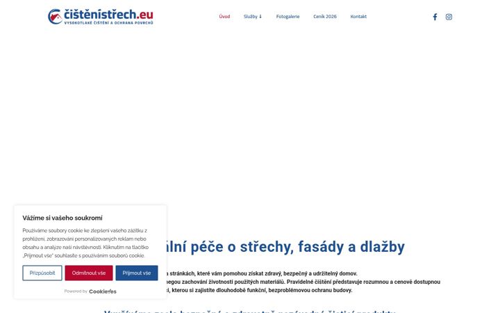 Snímek obrazovky cistenistrech.eu