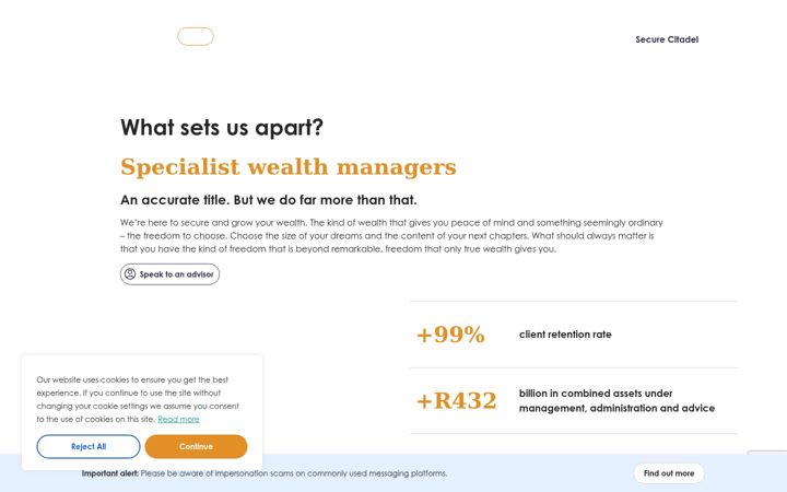 Screenshot van citadel.co.za