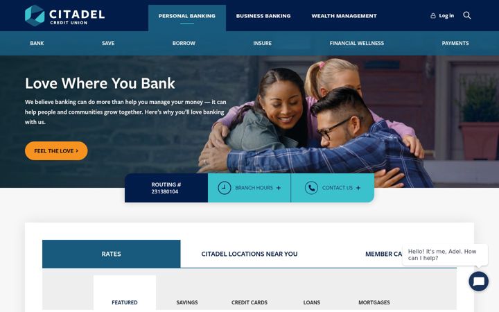 Screenshot von citadelbanking.com
