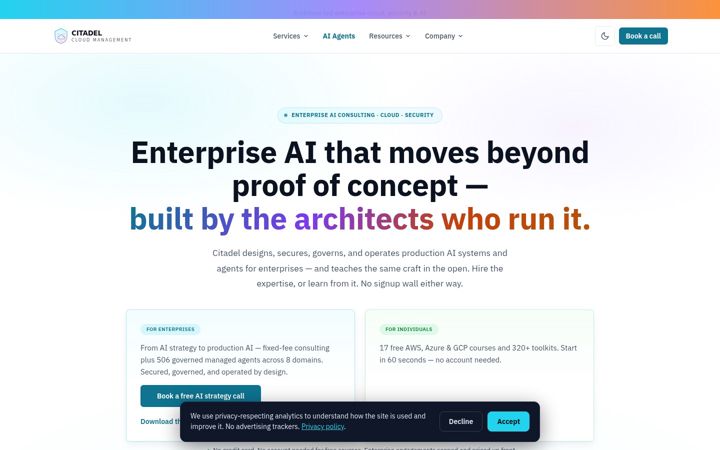 Screenshot of citadelcloudmanagement.com