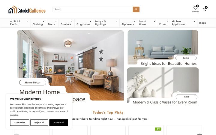 Screenshot of citadelgalleries.com