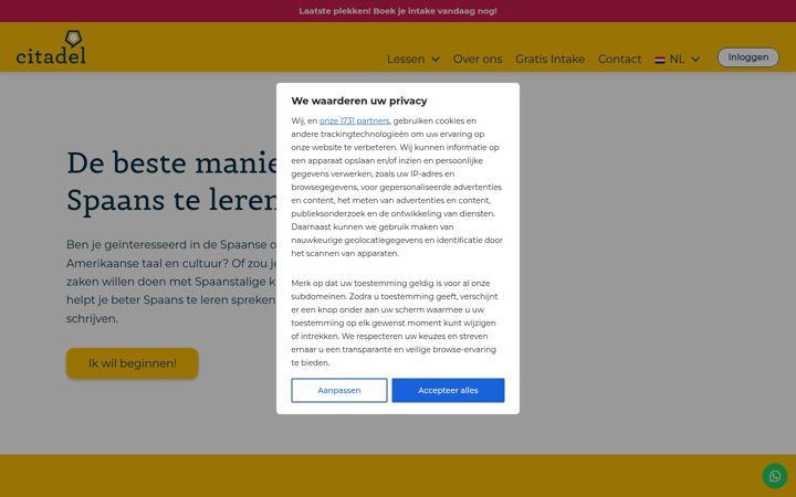 Екранна снимка на citadelspaans.nl