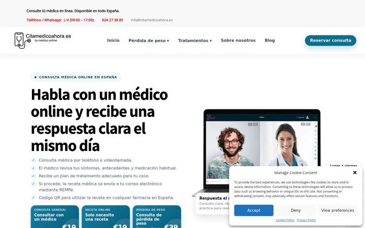 Screenshot di citamedicoahora.es