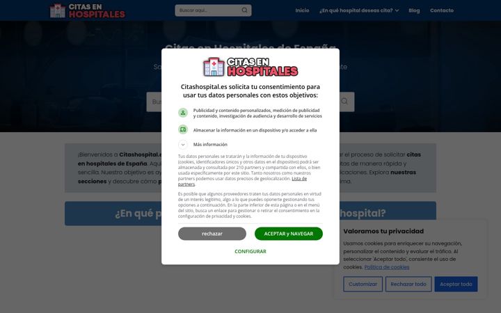 Ekrano kopija citashospital.es