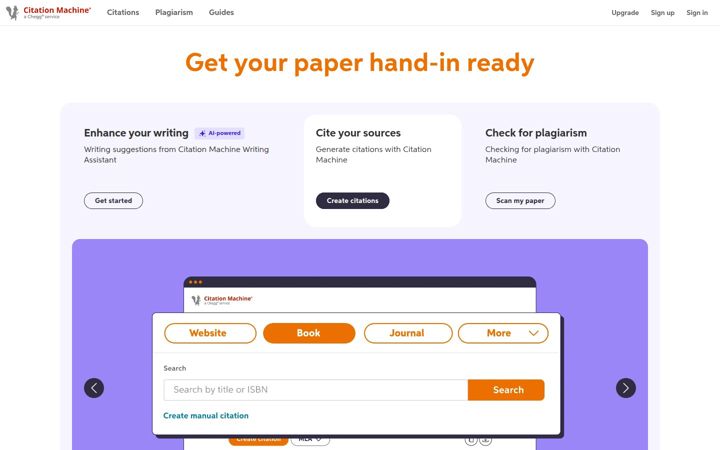 Screenshot του citationmachine.net