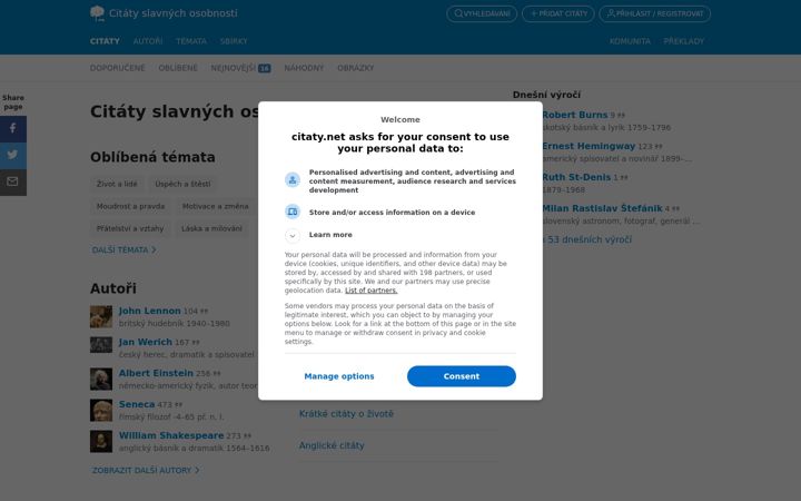 Kuvakaappaus sivustosta citaty.net