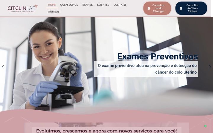 Ekrano kopija citclinlab.com.br