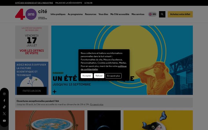Kuvakaappaus sivustosta cite-sciences.fr