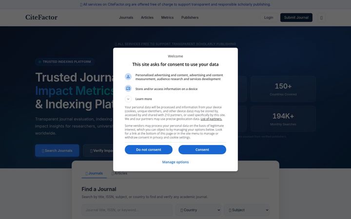 Screenshot of citefactor.org
