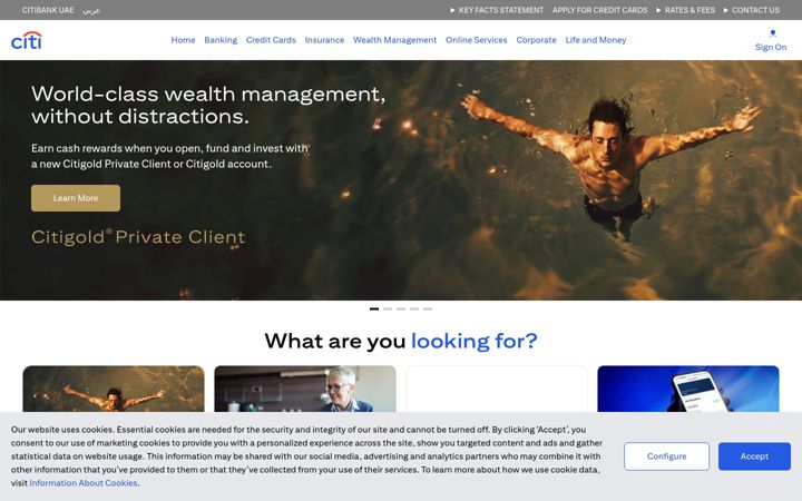 Screenshot of citibank.ae