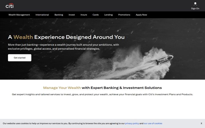 Screenshot of citibank.com.sg