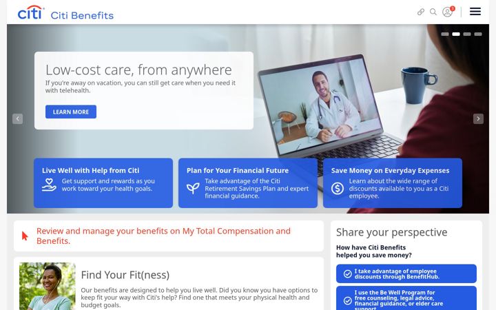 Screenshot of citibenefits.com