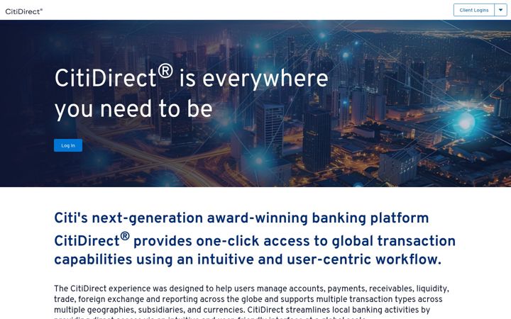 Screenshot of citidirect.com