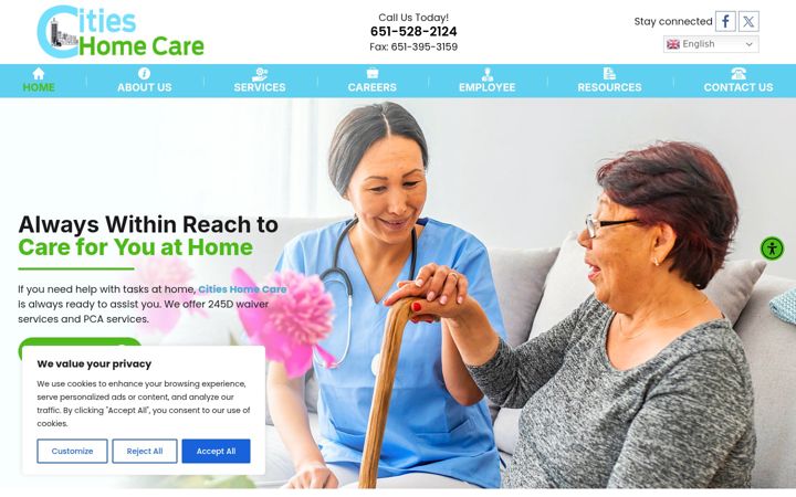 Screenshot of citieshomecare.com