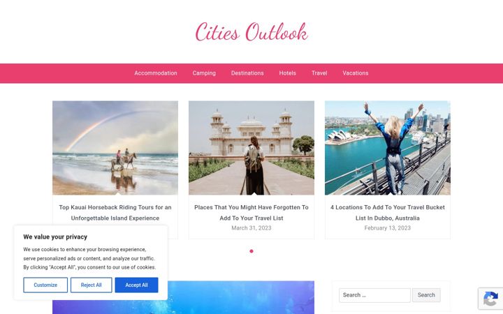 Kuvakaappaus sivustosta citiesoutlook.org