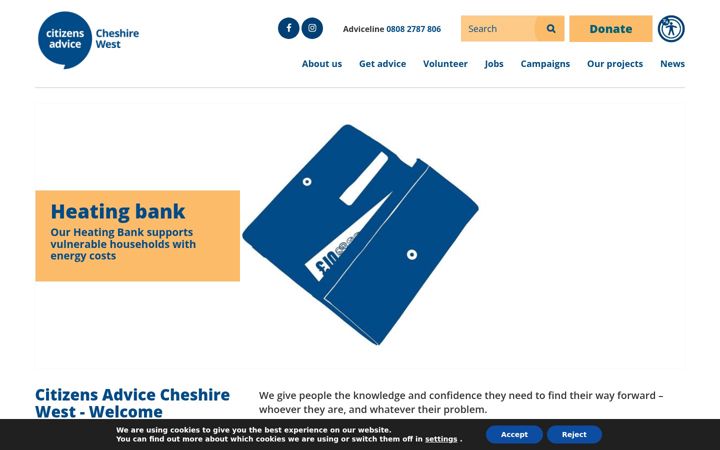 Snímek obrazovky citizensadvicecw.org.uk