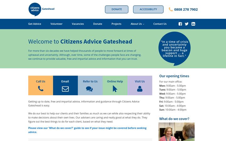 Screenshot of citizensadvicegateshead.org.uk