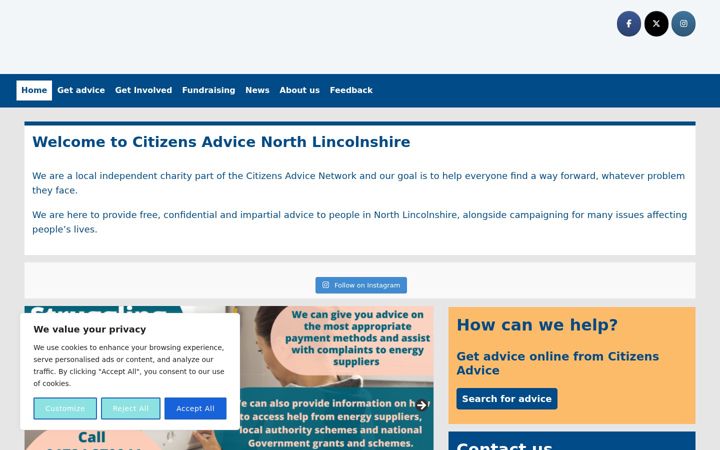 Screenshot of citizensadvicenlincs.org.uk