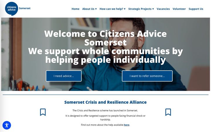 Screenshot of citizensadvicesouthsomerset.org.uk