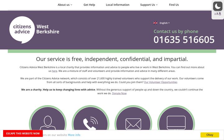 Screenshot of citizensadvicewestberkshire.org.uk